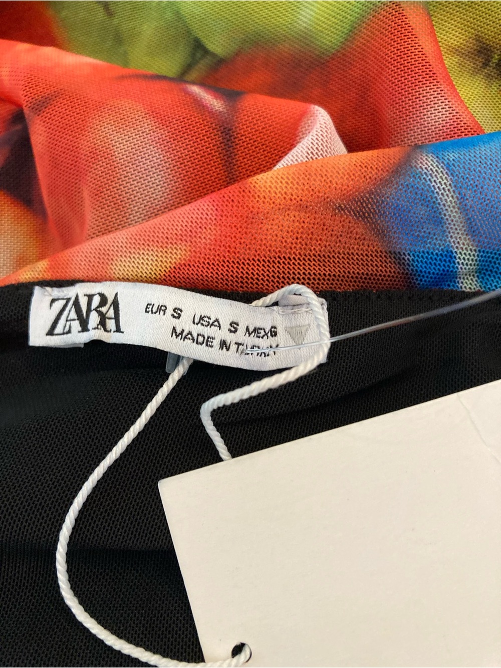 ZARA Mesh Colorful Fruit Print Midi Dress NWT - Picture 11 of 14